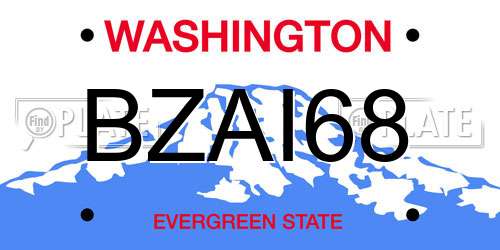 BZAI68 Washington License Plate