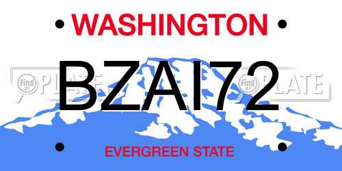 BZAI72 Washington License Plate