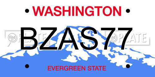 BZAS77 Washington License Plate
