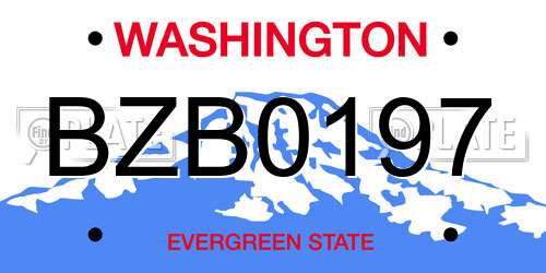 BZB0197 Washington License Plate