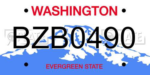 BZB0490 Washington License Plate