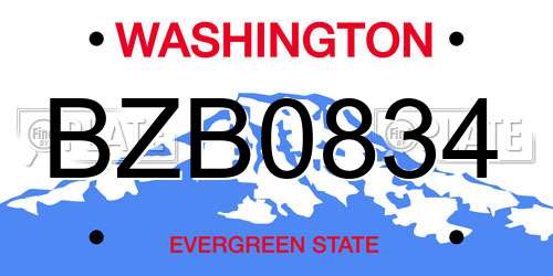 BZB0834 Washington License Plate