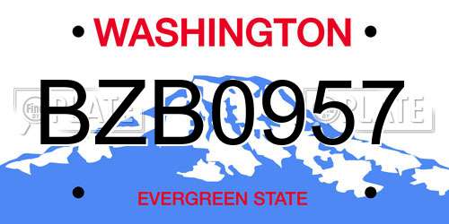 BZB0957 Washington License Plate
