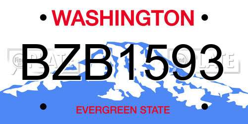 BZB1593 Washington License Plate