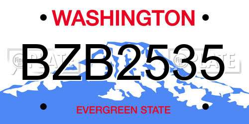 BZB2535 Washington License Plate