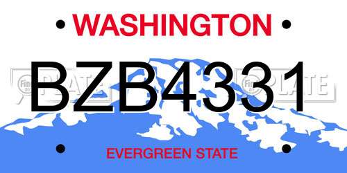 BZB4331 Washington License Plate