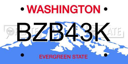 BZB43K Washington License Plate