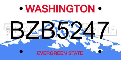BZB5247 Washington License Plate