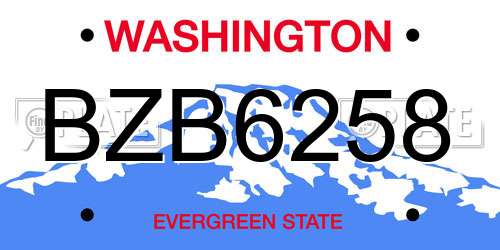 BZB6258 Washington License Plate