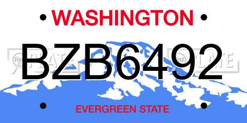 BZB6492 Washington License Plate