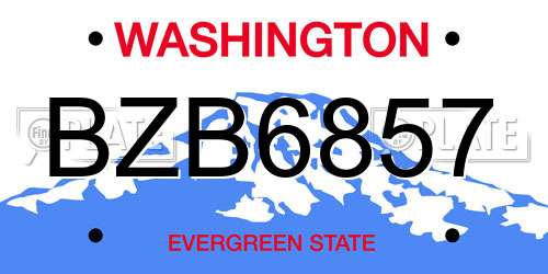 BZB6857 Washington License Plate