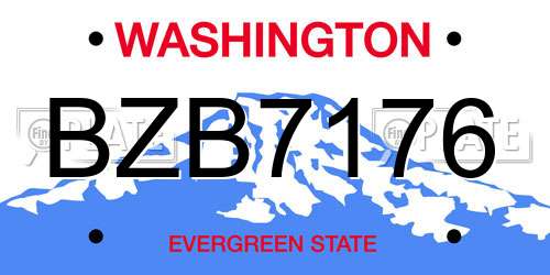 BZB7176 Washington License Plate