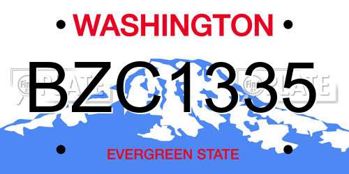 BZC1335 Washington License Plate