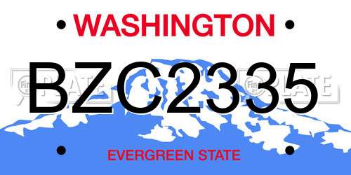 BZC2335 Washington License Plate