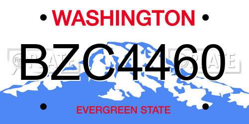 BZC4460 Washington License Plate