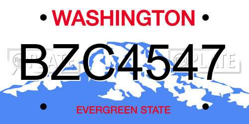 BZC4547 Washington License Plate