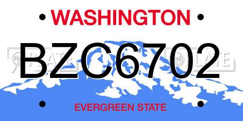 BZC6702 Washington License Plate