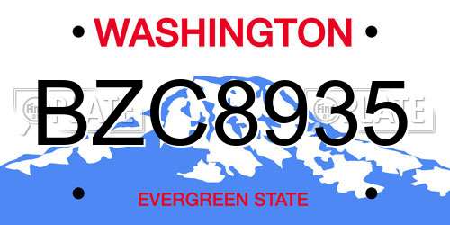 BZC8935 Washington License Plate