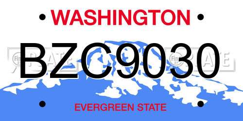 BZC9030 Washington License Plate