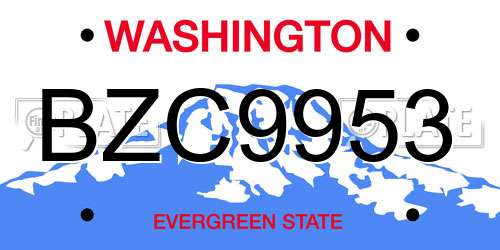 BZC9953 Washington License Plate