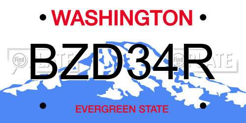BZD34R Washington License Plate