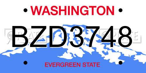 BZD3748 Washington License Plate