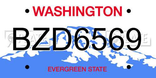 BZD6569 Washington License Plate