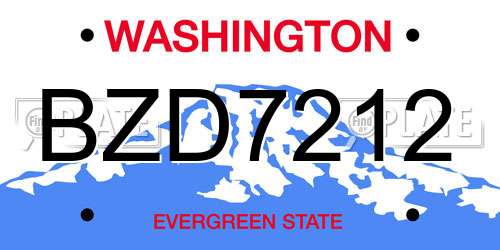 BZD7212 Washington License Plate
