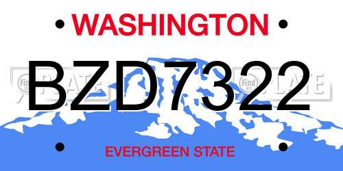 BZD7322 Washington License Plate