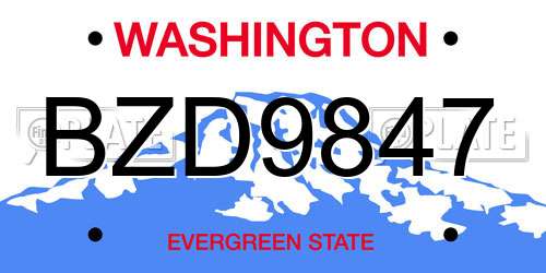 BZD9847 Washington License Plate