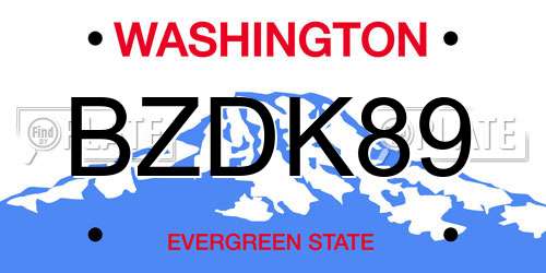 BZDK89 Washington License Plate