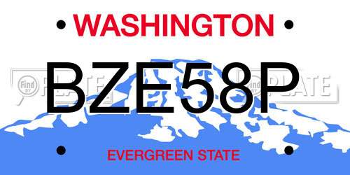 BZE58P Washington License Plate