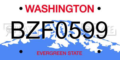 BZF0599 Washington License Plate