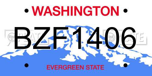 BZF1406 Washington License Plate