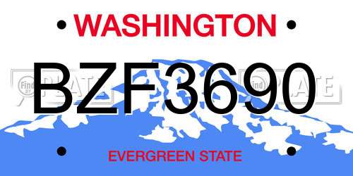 BZF3690 Washington License Plate