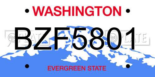 BZF5801 Washington License Plate