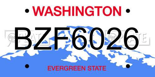 BZF6026 Washington License Plate