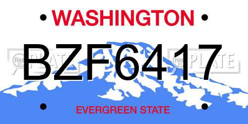 BZF6417 Washington License Plate