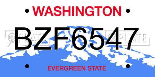 BZF6547 Washington License Plate