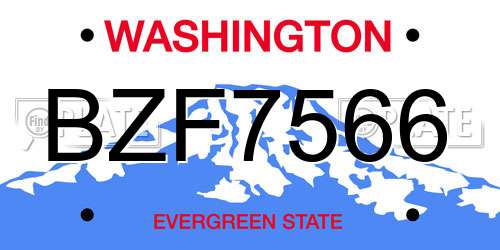BZF7566 Washington License Plate