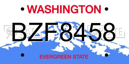 BZF8458 Washington License Plate