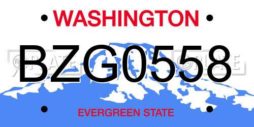BZG0558 Washington License Plate