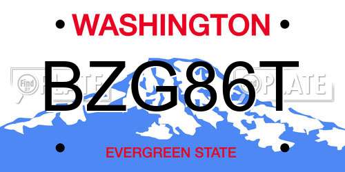 BZG86T Washington License Plate