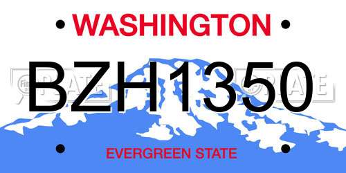 BZH1350 Washington License Plate