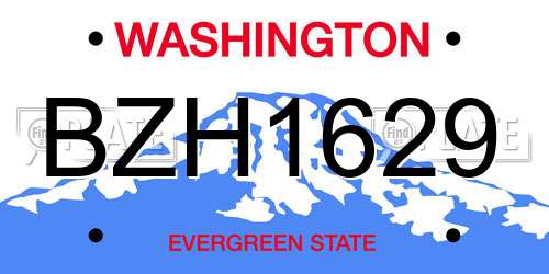 BZH1629 Washington License Plate