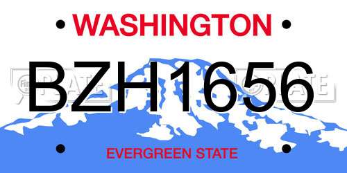 BZH1656 Washington License Plate