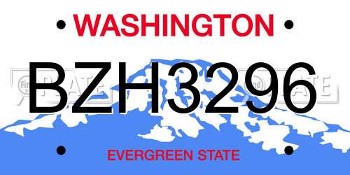 BZH3296 Washington License Plate