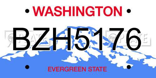 BZH5176 Washington License Plate