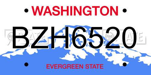 BZH6520 Washington License Plate