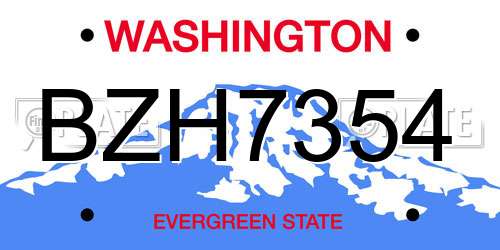 BZH7354 Washington License Plate